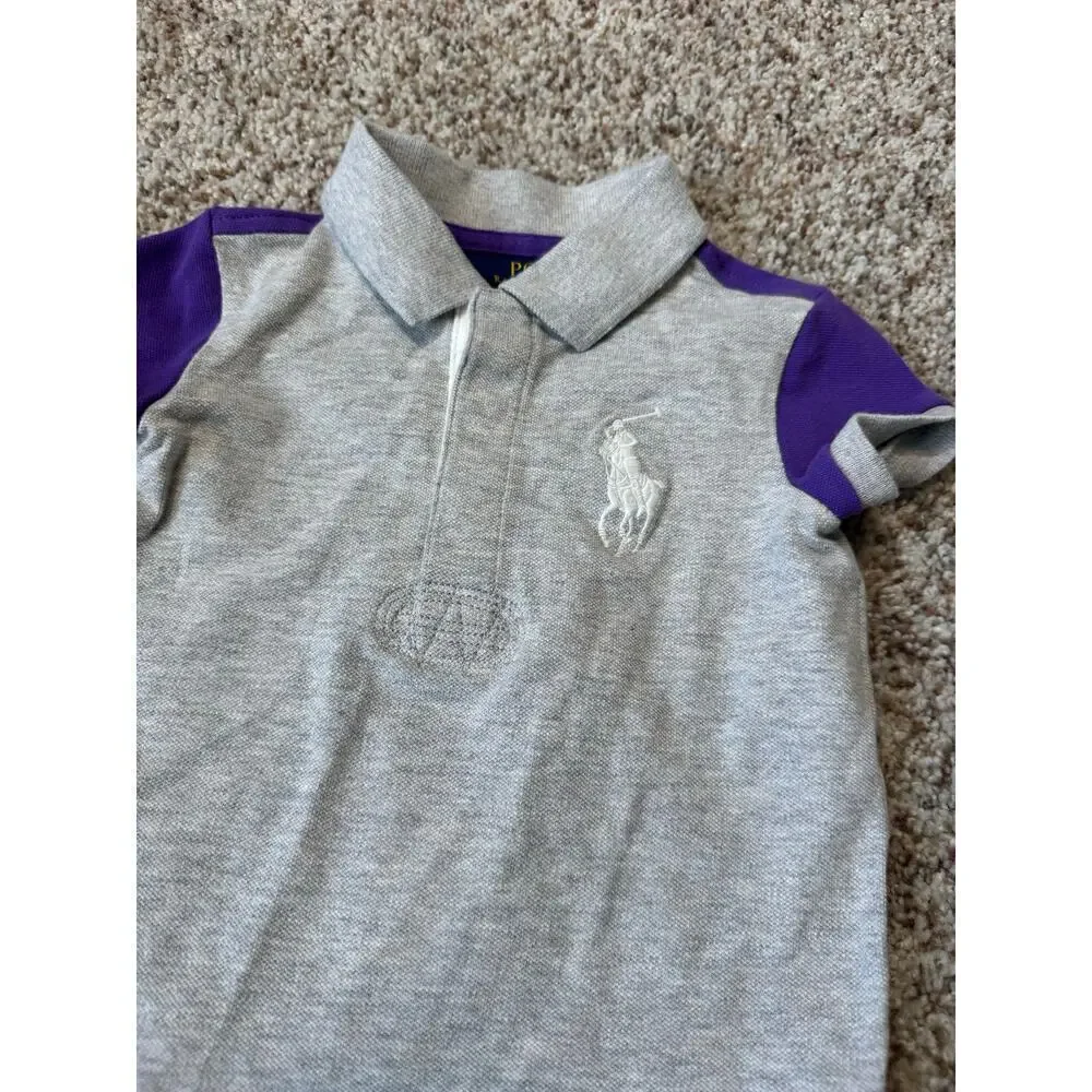 Kids POLO by Ralph Lauren collared shirt, size 3T, Purple & Gray, 3 on the back